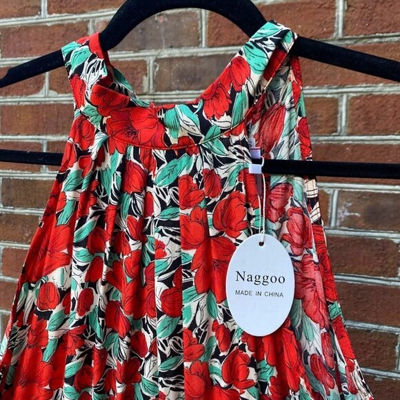 Women's Sleeveless Halter Backless Floral Print Ruffle Mini Short Dress, Small - Picture 4 of 9